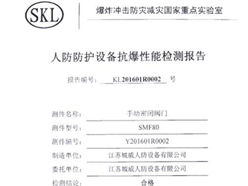 手动密闭阀门抗爆性能检测报告
